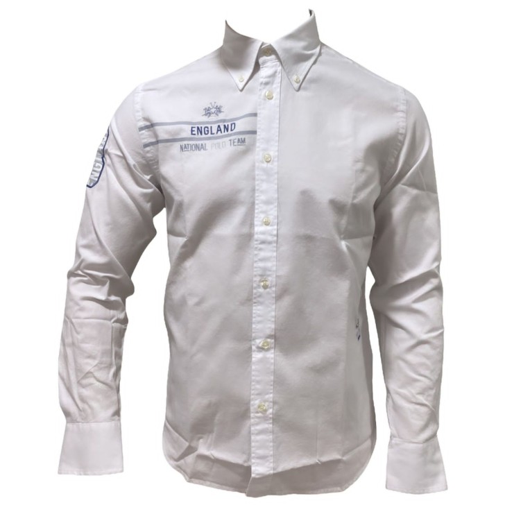 La Martina camicia da uomo a maniche lunghe colore bianco