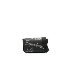 Emporio Armani Mini Borsa a tracolla Nera con Logo Lettering All Over