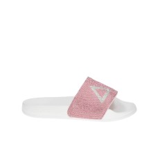 SUN68 CIABATTA DA DONNA BIANCA CON DETTAGLI STRASS ROSA 