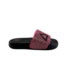 SUN68 CIABATTA DA DONNA NERA CON DETTAGLI STRASS FUCSIA 