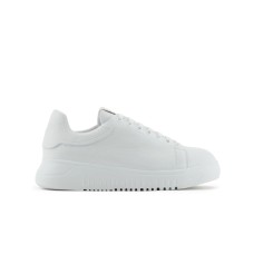 EMPORIO ARMANI SNEAKER BIANCA IN PELLE BOTTALATA 