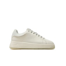 EMPORIO ARMANI SNEAKER IN PELLE CON RETRO SEMITRASPARENTE CON LOGO AQUILA E SUOLA ZIGRINATA