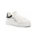 Emporio Armani Sneakers in pelle Bianca con logo lettering laterale a contrasto nero