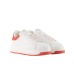 EMPORIO ARMANI SNEAKER IN LEATHER WHITE CON RETRO GOMMATO ORANGE CON LOGO AQUILA	