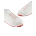 EMPORIO ARMANI SNEAKER IN LEATHER WHITE CON RETRO GOMMATO ORANGE CON LOGO AQUILA	