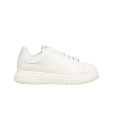 EMPORIO ARMANI SNEAKER IN PELLE CON RETRO SEMITRASPARENTE CON LOGO AQUILA E SUOLA ZIGRINATA