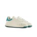EMPORIO ARMANI SNEAKER IN PELLE CON RETRO SEMITRASPARENTE TURCHESE CON LOGO AQUILA E SUOLA ZIGRINATA 