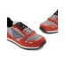 EMPORIO ARMANI SNEAKER IN MESH GREY CON DETTAGLI SUEDE ORANGE E MAXI PATCH AQUILA