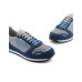 EMPORIO ARMANI SNEAKER IN MESH GREY CON DETTAGLI SUEDE BLUE E MAXI PATCH AQUILA	