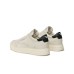 Emporio Armani Sneakers Bianca in pelle con logo lettering ai lati e inserto posteriore blu con logo Aquila a contrasto Bianco