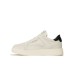Emporio Armani Sneakers Bianca in pelle con logo lettering ai lati e inserto posteriore blu con logo Aquila a contrasto Bianco