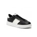 Emporio Armani Sneakers in pelle Nera con inserti a contrasto bianco ai lati e logo lettering