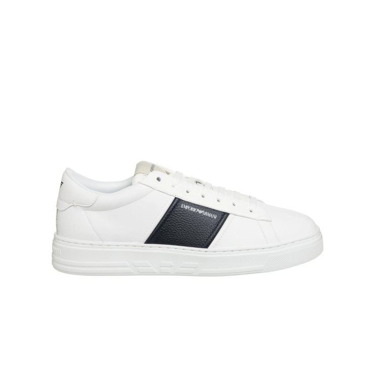 EMPORIO ARMANI SNEAKER BIANCA CON INSERTO NERO E LOGO LETTERING