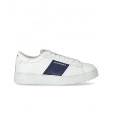 EMPORIO ARMANI SNEAKER BIANCA CON INSERTO BLU E LOGO LETTERING
