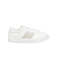 ﻿EMPORIO ARMANI SNEAKER BIANCA CON INSERTO BEIGE E LOGO LETTERING