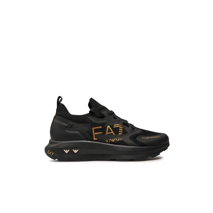 EA7 EMPORIO ARMANI SNEAKERS NERA CON LOGO ORO 