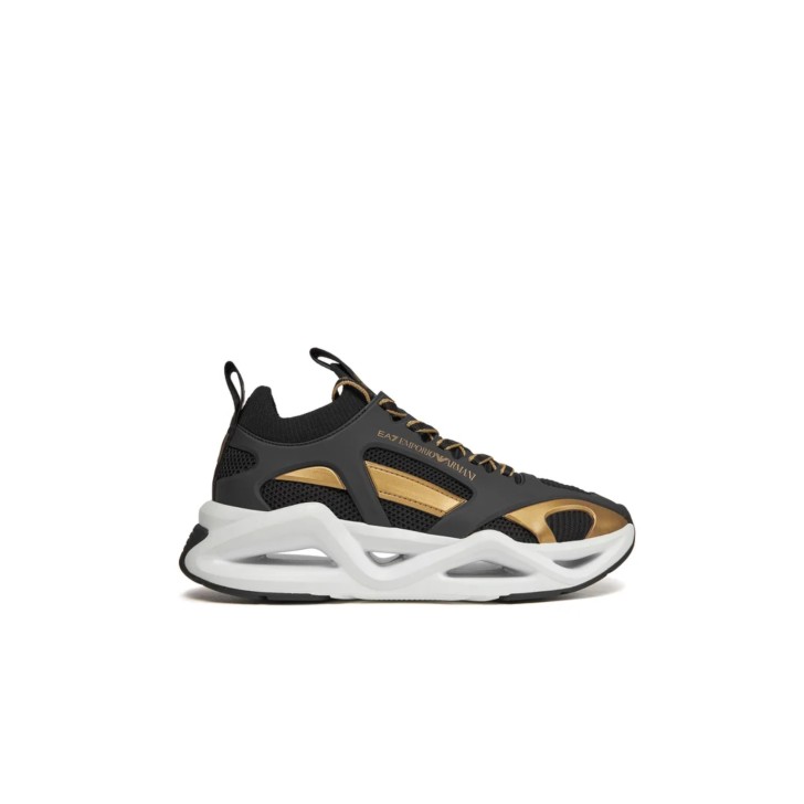 EA7 EMPORIO ARMANI SNEAKERS NERA E ORO DA UOMO