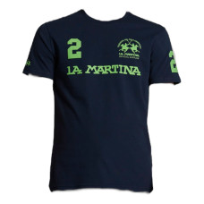 La Martina T-shirt da Uomo Logo a contrasto nella parte anteriore di colore verde fluo