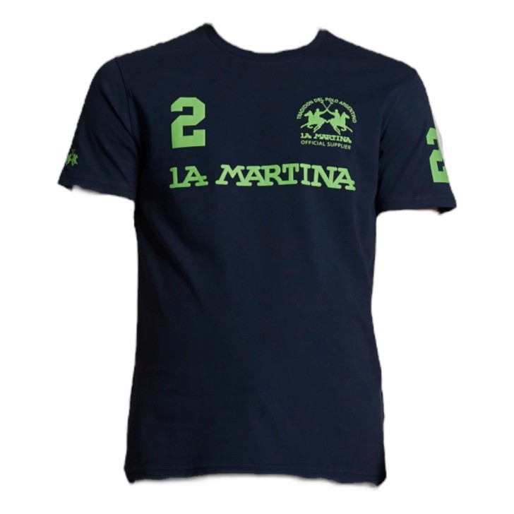 La Martina T-shirt da Uomo Logo a contrasto nella parte anteriore di colore verde fluo