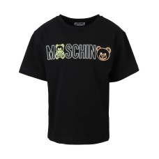 Moschino T-shirt a manica corta nera con logo lettering multicolor