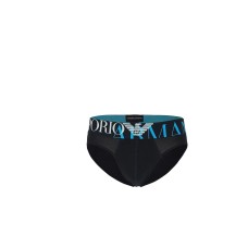 Emporio Armani Slip nero in cotone con vita elastica e logo lettering