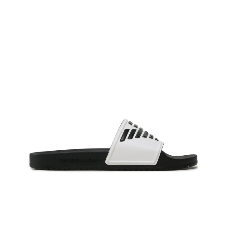 Emporio Armani Ciabatta bianca in Pvc con maxi Aquila a rilievo a contrasto
