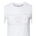 Chiara Ferragni T-shirt bianca in jersey di cotone a manica corta con maxi LOGOMANIA in strass 