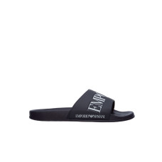 Emporio Armani Ciabatta blu con logo a contrasto