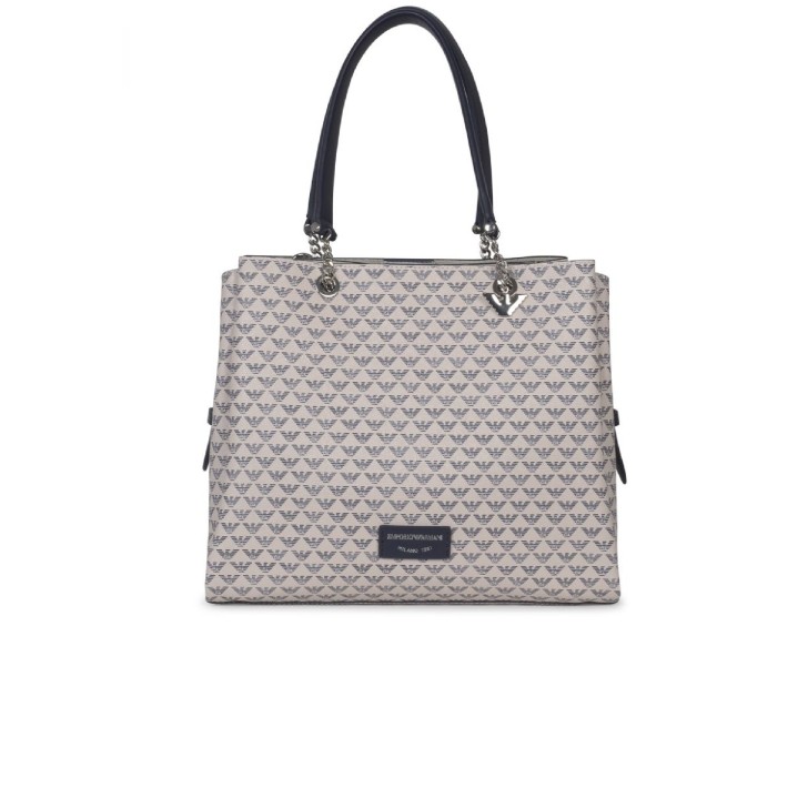 Emporio Armani Borsa a spalla Blu con Stampa Monogram Eagle All Over e tracolla regolabile, estraibile