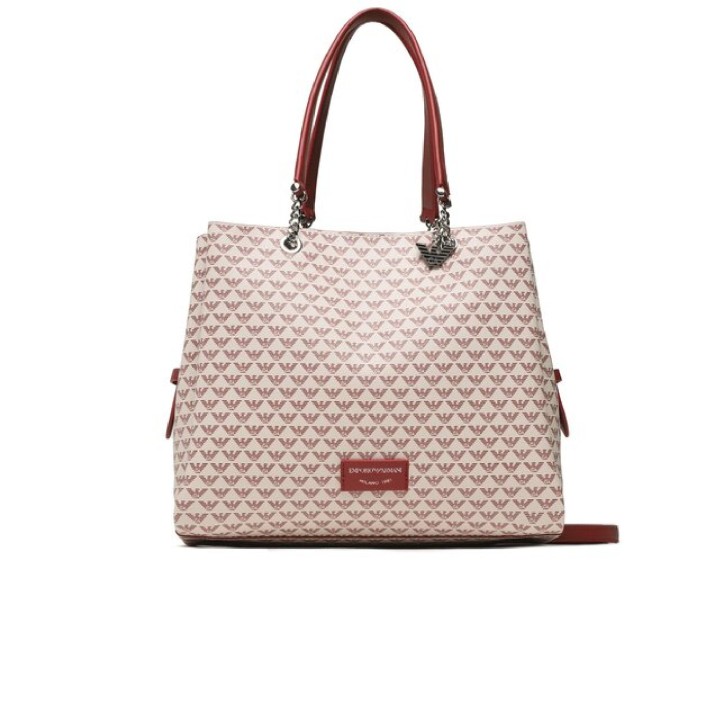 Emporio Armani Borsa a spalla Rossa con Stampa Monogram Eagle All Over e tracolla regolabile, estraibile