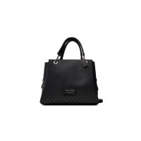 Emporio Armani Borsa a mano Nera con Stampa Monogram Eagle All Over e tracolla regolabile, estraibile