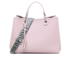 EMPORIO ARMANI SHOPPING BAG ROSA MYEA CON TRACOLLA IN NASTRO CON LOGO LETTERING ALL OVER REGOLABILE ESTRAIBILE