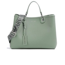 EMPORIO ARMANI SHOPPING BAG VERDE MYEA CON TRACOLLA IN NASTRO CON LOGO LETTERING ALL OVER REGOLABILE ESTRAIBILE