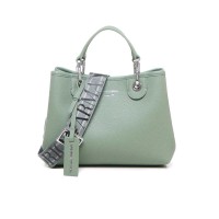 EMPORIO ARMANI SHOPPING BAG SMALL VERDE CON TRACOLLA IN NASTRO CON LOGO LETTERING ALL OVER REGOLABILE ESTRAIBILE