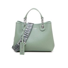 EMPORIO ARMANI SHOPPING BAG SMALL VERDE CON TRACOLLA IN NASTRO CON LOGO LETTERING ALL OVER REGOLABILE ESTRAIBILE