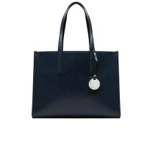 Emporio Armani Borsa a spalla Blu Navy con maxi logo perforato e pendente estraibile