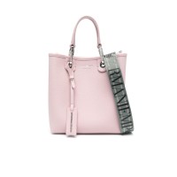 EMPORIO ARMANI SHOPPING BAG ROSA CON TRACOLLA IN NASTRO CON LOGO ALL OVER REGOLABILE ESTRAIBILE