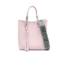 EMPORIO ARMANI SHOPPING BAG ROSA CON TRACOLLA IN NASTRO CON LOGO ALL OVER REGOLABILE ESTRAIBILE