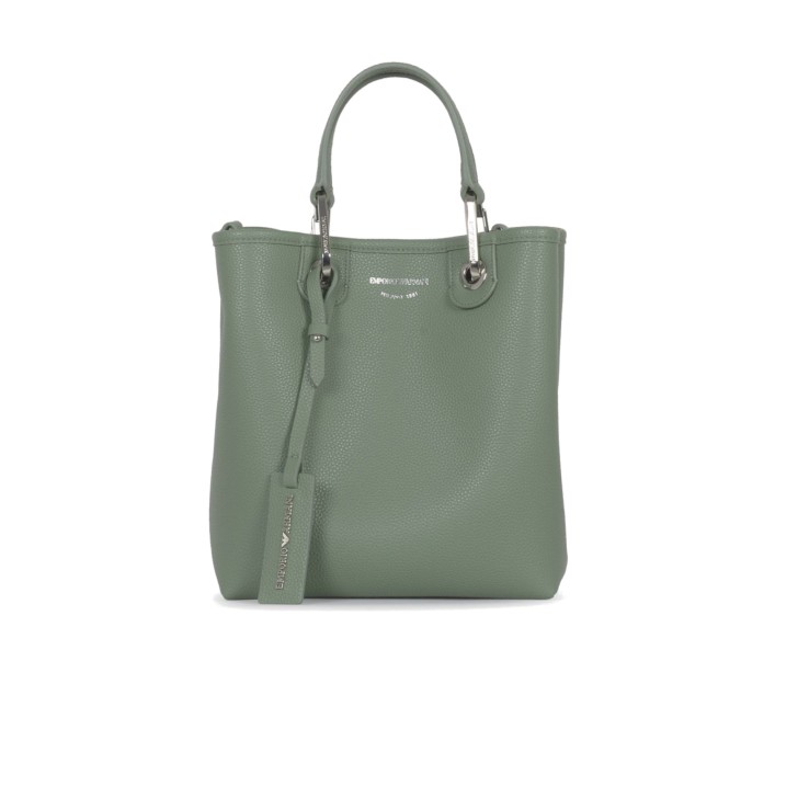 EMPORIO ARMANI SHOPPING BAG VERDE CON TRACOLLA IN NASTRO CON LOGO ALL OVER REGOLABILE ESTRAIBILE