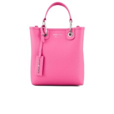Emporio Armani Borsa a mano Fucsia stampa cervo con tracolla in nastro regolabile, estraibile con logo lettering All Over