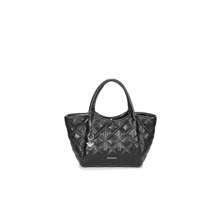 EMPORIO ARMANI SMALL SHOPPING BAG BLACK TRAPUNTATA CON TRACOLLA ESTRAIBILE