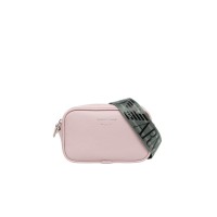 EMPORIO ARMANI MINI BAG ROSA CON TRACOLLA IN NASTRO CON LOGO LETTERING ALL OVER REGOLABILE ESTRAIBILE	