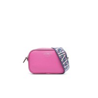 Emporio Armani Mini Borsa Fucsia con tracolla in nastro regolabile, estraibile con logo lettering All Over