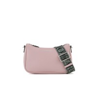 EMPORIO ARMANI MINI BAG BAGUETTE ROSA CON TRACOLLA IN NASTRO CON LOGO LETTERING ALL OVER REGOLABILE ESTRAIBILE