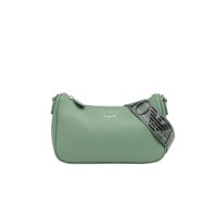 EMPORIO ARMANI MINI BAG BAGUETTE VERDE CON TRACOLLA IN NASTRO CON LOGO LETTERING ALL OVER REGOLABILE ESTRAIBILE