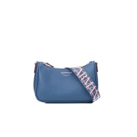 Emporio Armani Mini Borsa Denim Blu stampa cervo con tracolla regolabile, estraibile in rastro con logo lettering All Over