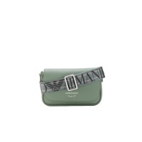 EMPORIO ARMANI MINI BAG VERDE CON TRACOLLA IN NASTRO CON LOGO LETTERING ALL OVER REGOLABILE ESTRAIBILE