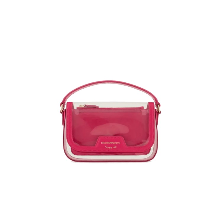 EMPORIO ARMANI MINI BAG FUCSIA TRASPARENT CON TRACOLLA IN CATENA DORATA ESTRAIBILE
