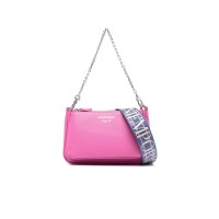 Emporio Armani Mini Borsa Doppia Fucsia stampa cervo con tracolla regolabile, estraibile in nastro con logo lettering All Over