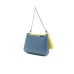 Emporio Armani Mini Borsa Doppia Blu Denim e Verde Lime stampa cervo con tracolla regolabile, estraibile in nastro con logo lettering All Over